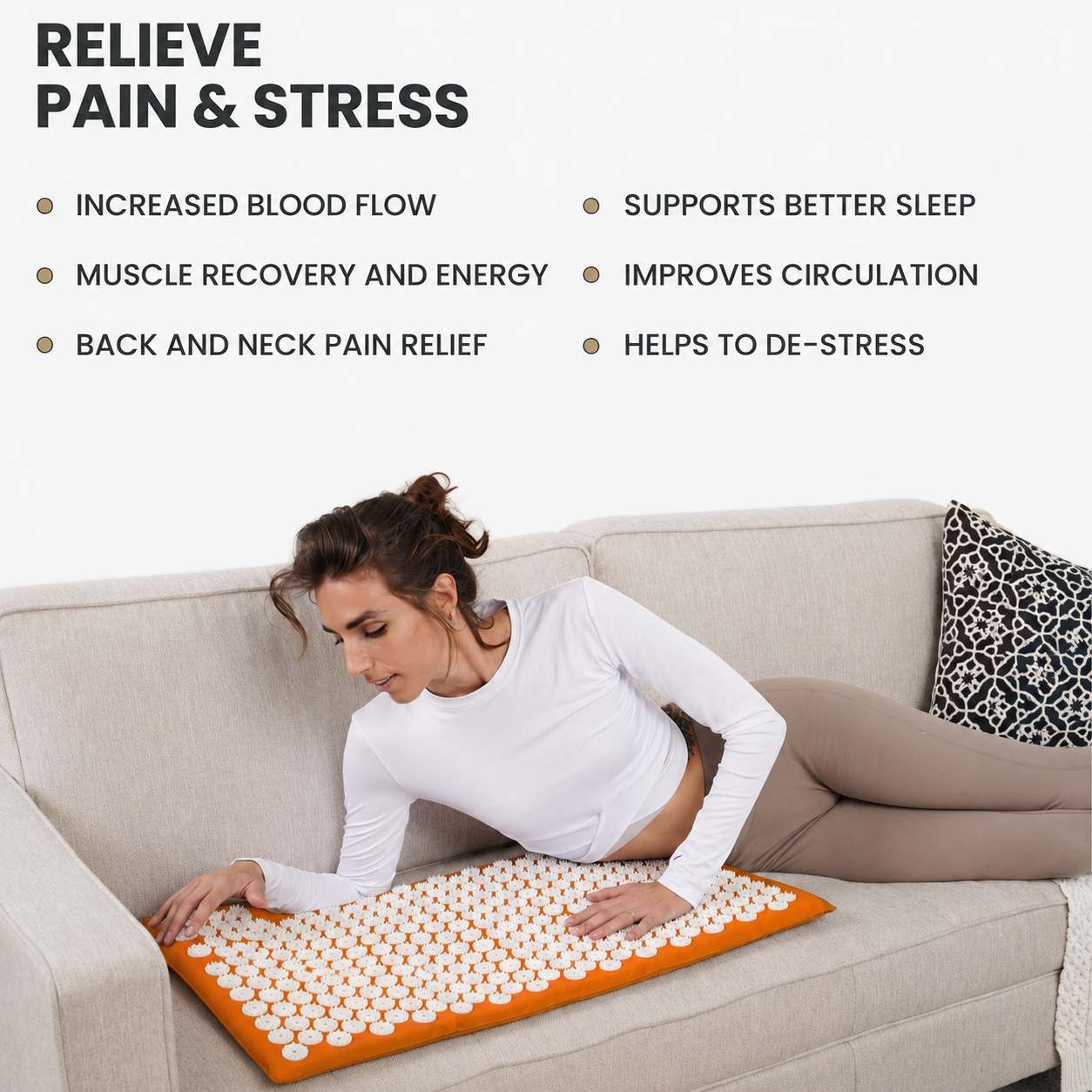 Acupressure Mat and Pillow Set for Back/Neck Pain Relief and Muscle Relaxation