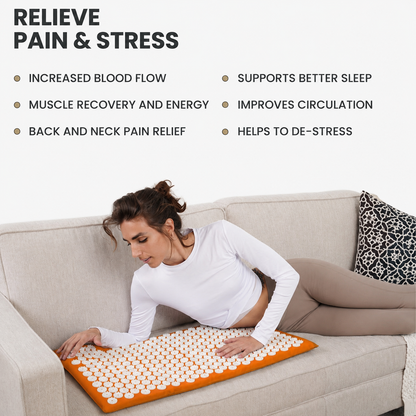 Acupressure Mat and Pillow Set for Back/Neck Pain Relief and Muscle Relaxation