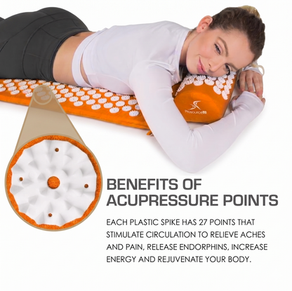 Acupressure Mat and Pillow Set for Back/Neck Pain Relief and Muscle Relaxation